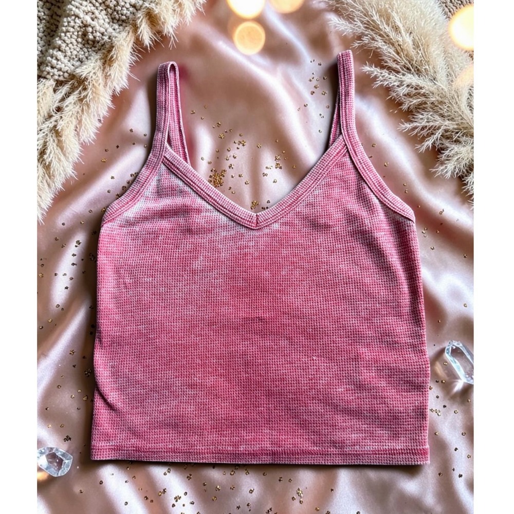American Eagle - Pink Waffle Knit Cropped Tank - Size XS